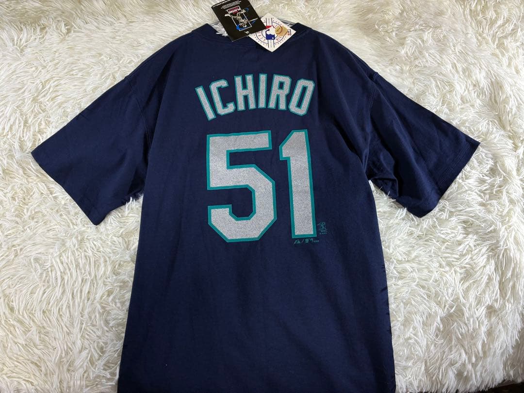 【新品タグ付】MLBイチローICHIROシアトルマリナーズMAJESTIC紺M
