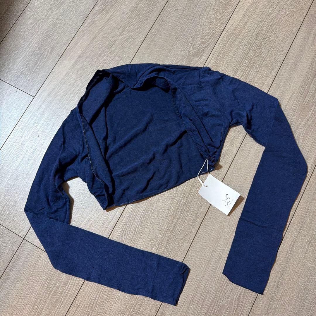 Byplie バイプリエ　ニットシャーリングシュラグ　ネイビー バレエ　トップス