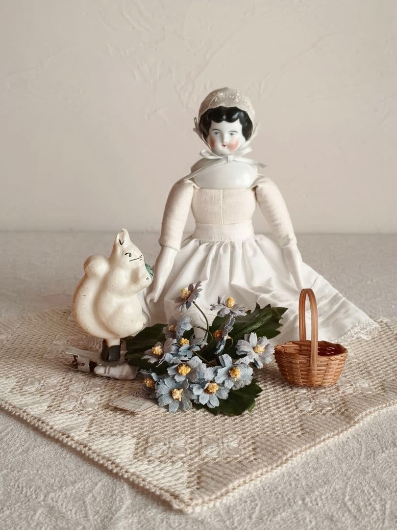 * vintage flower ❀ 布花 ライトブルーのお花 ブーケ