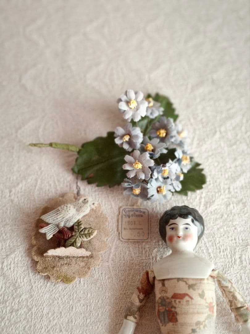 * vintage flower ❀ 布花 ライトブルーのお花 ブーケ