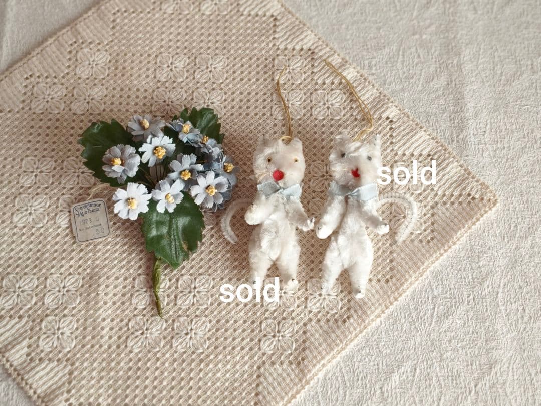 * vintage flower ❀ 布花 ライトブルーのお花 ブーケ