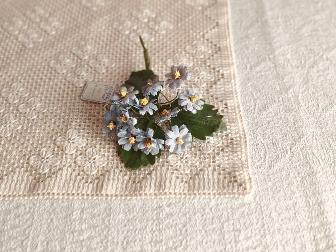 * vintage flower ❀ 布花 ライトブルーのお花 ブーケ