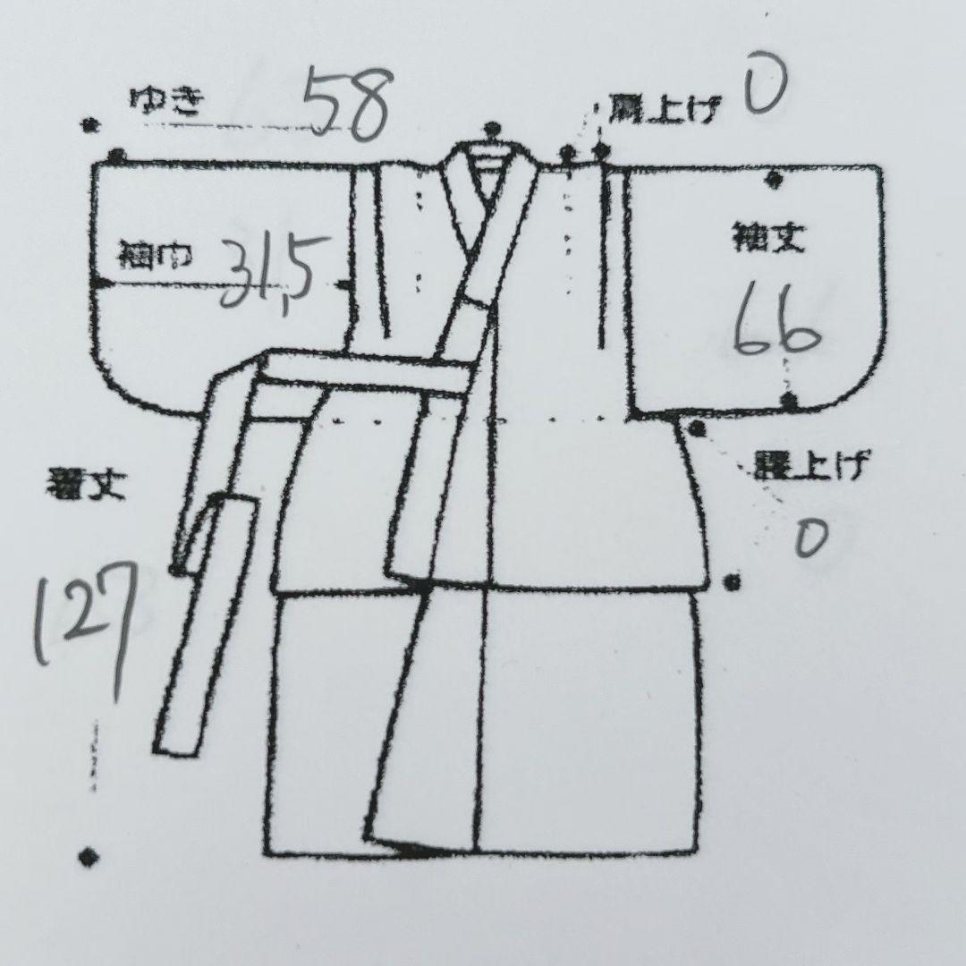 セット七五三7歳女の子長着＆簡単半衿＆袋帯＆草履＆バッグ＆小物朱色ちりめん扇菊鳥