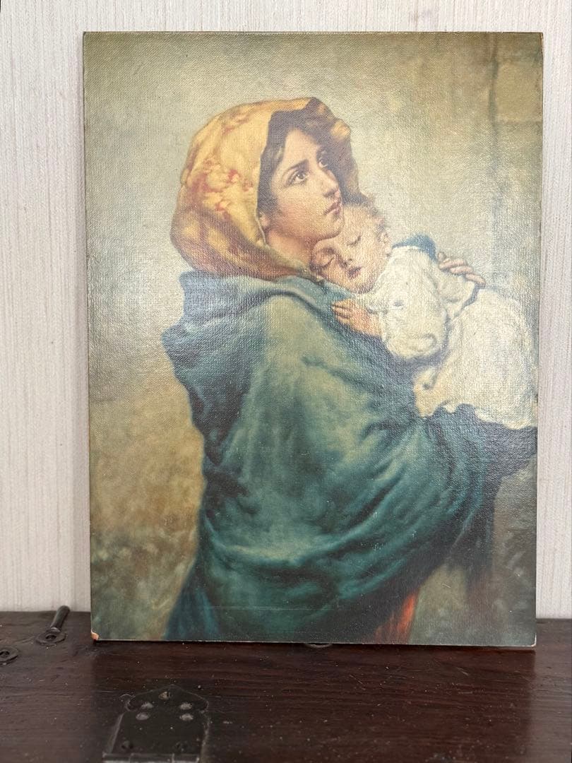 イタリア製 聖母子像 壁掛けアート ボード絵 宗教画 La Madonnina