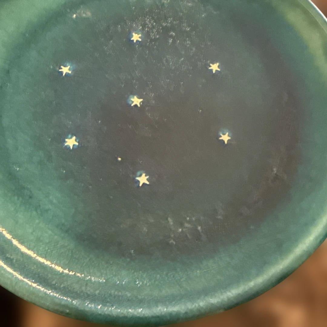 やちむん　きら星工房　星型模様の青緑色食器セット　6点、その他1点