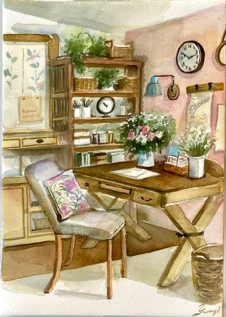 水彩画 原画 作業部屋