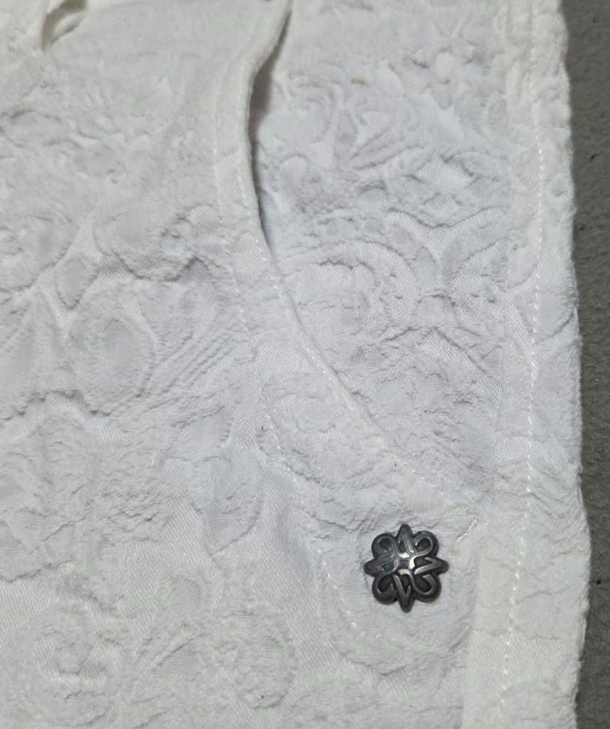 セントアンドリュース、ゴルフホワイト花柄パンツ（刺繍付き）