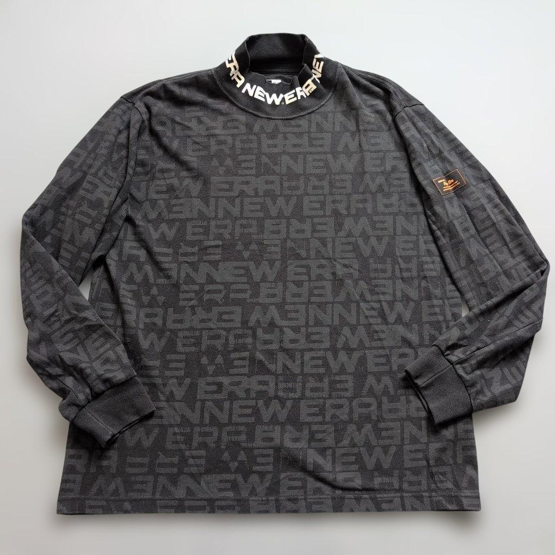 【美品】ニューエラゴルフ　モノグラム柄モックネック長袖　黒　XL