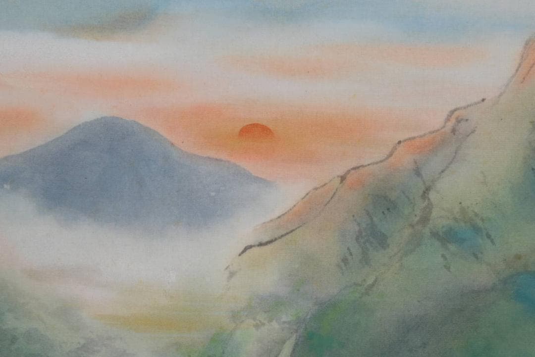 【真作】雨邨/蓬莱山図/掛軸/名家伝来/AA-802