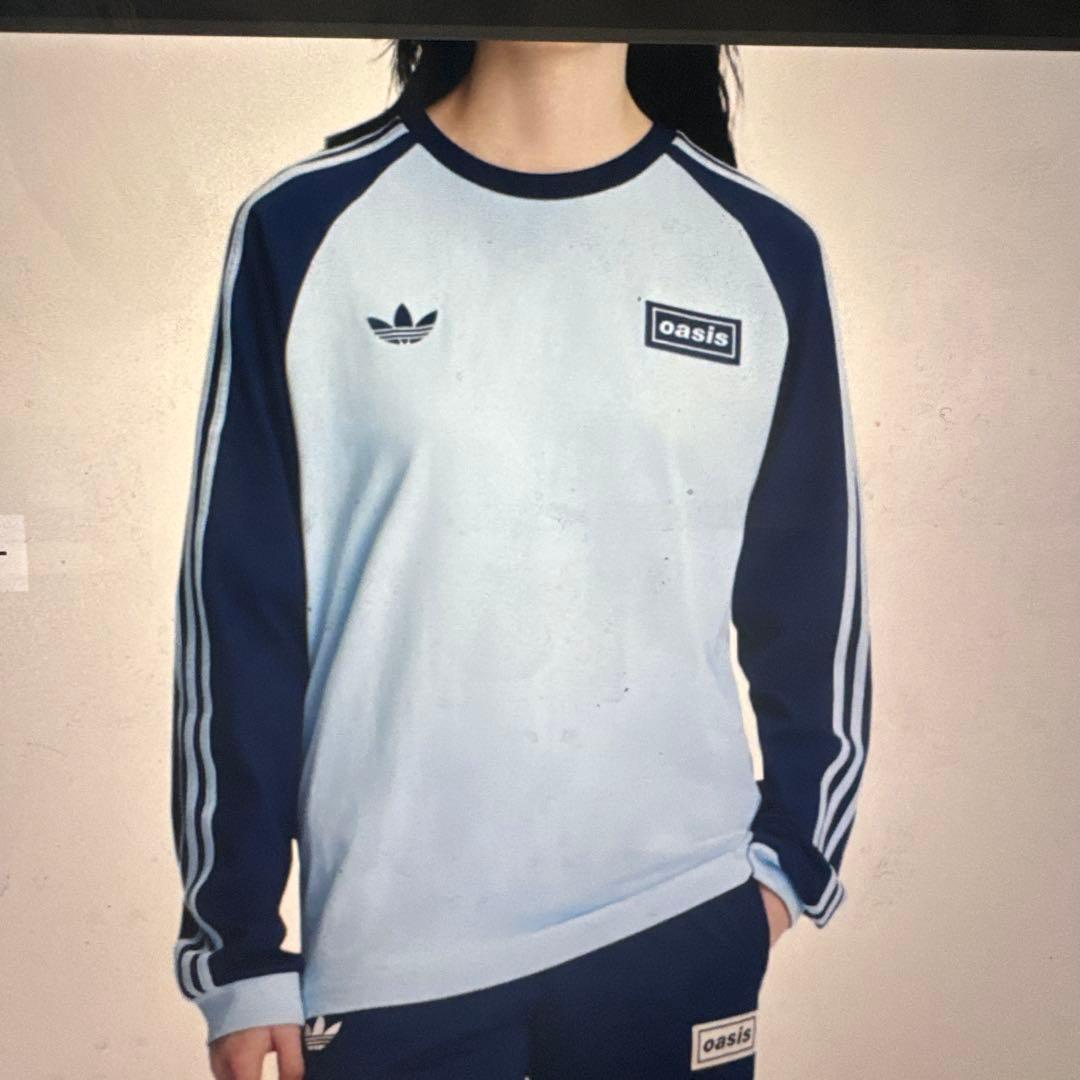 adidas oasis ロングシャツ ライトブルー　Lサイズ　2025年