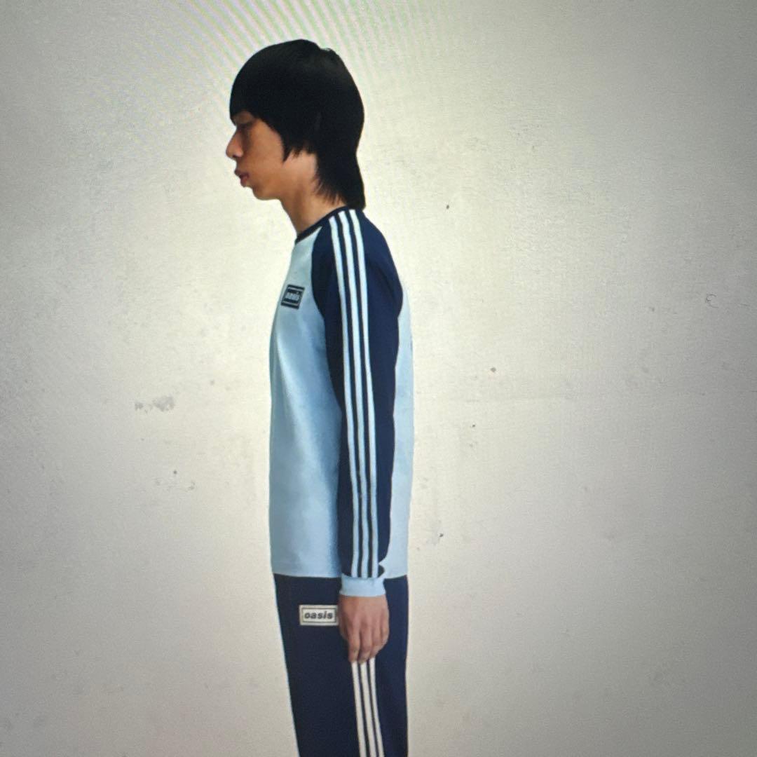 adidas oasis ロングシャツ ライトブルー　Lサイズ　2025年