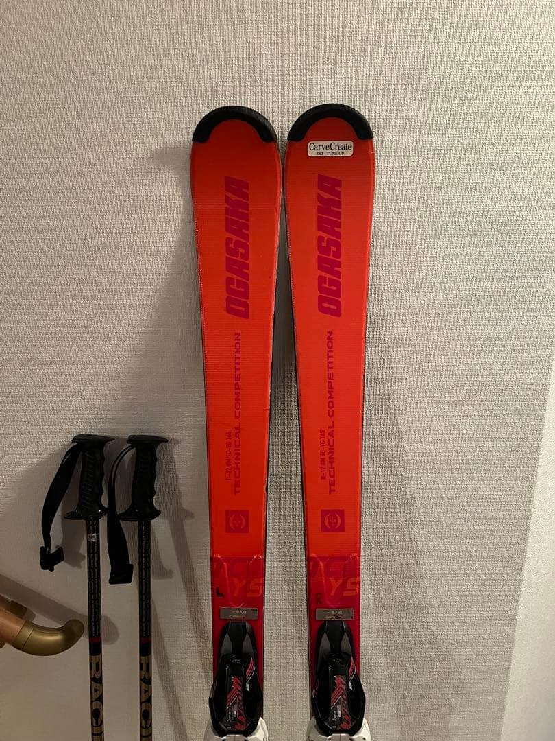 OGASAKA TC-YS 165cm 基礎スキー板　ストック付き