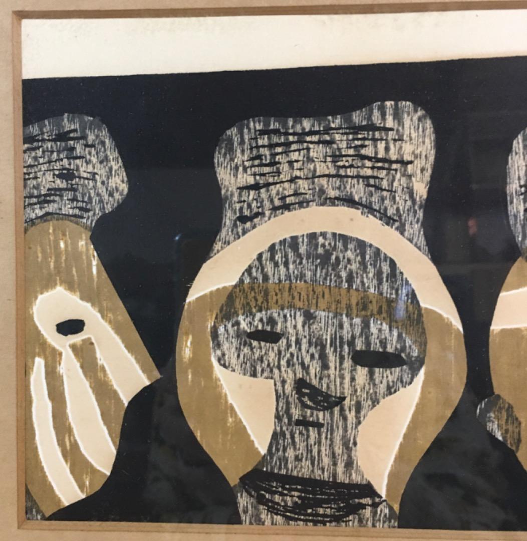 ○斎藤 清 木版画 『HANIWA（2）』 自摺り