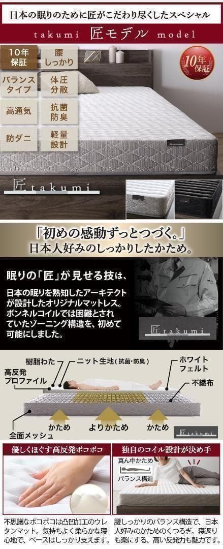 セール！新品 送料込 ダブルベッド マットレス付 棚 コンセント付 ホワイト