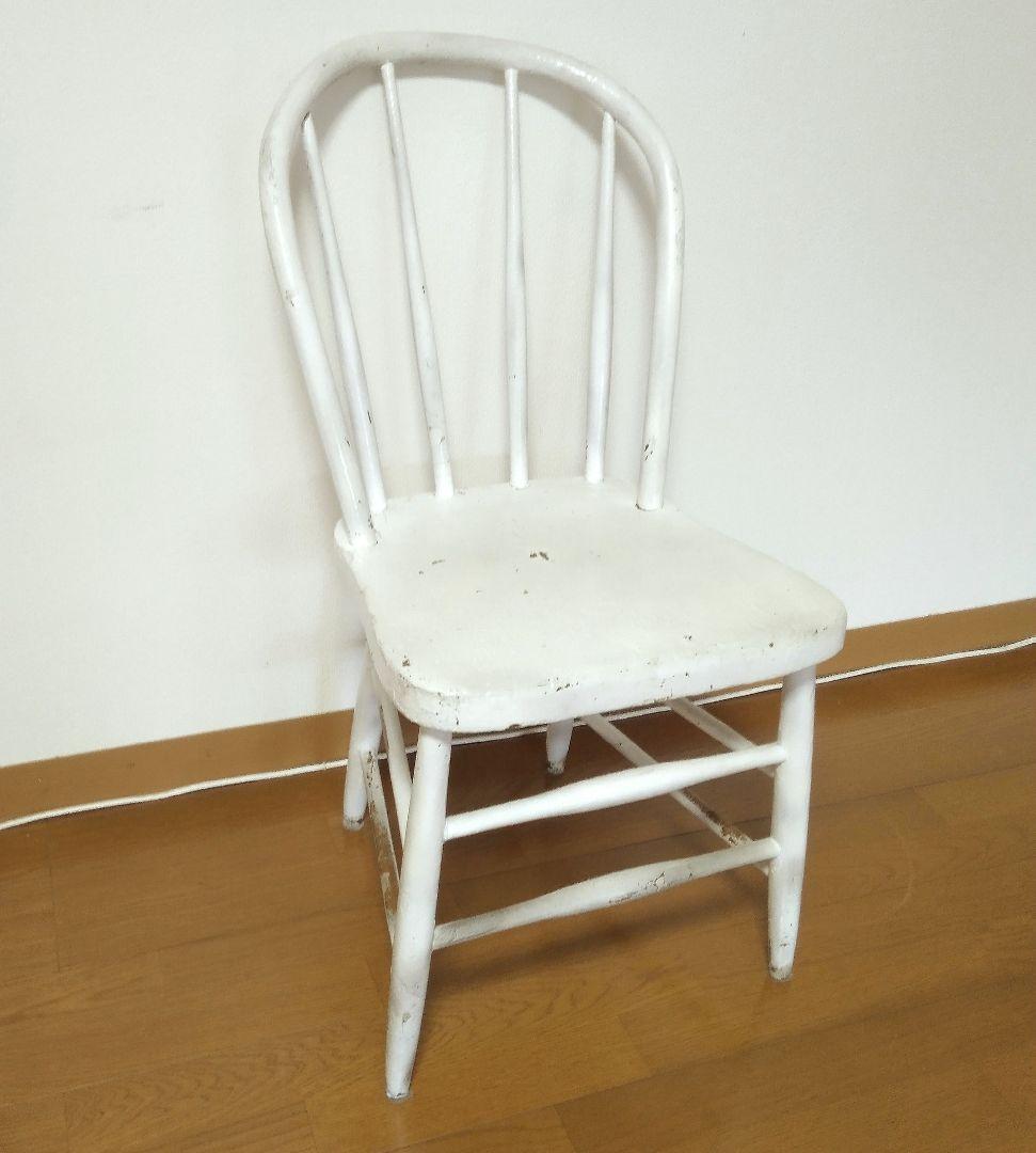 antique アンティーク ホワイトペイント スピンドルバック チェア