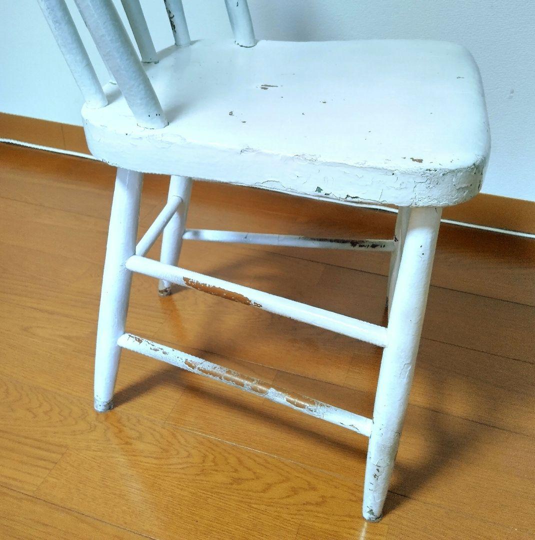 antique アンティーク ホワイトペイント スピンドルバック チェア