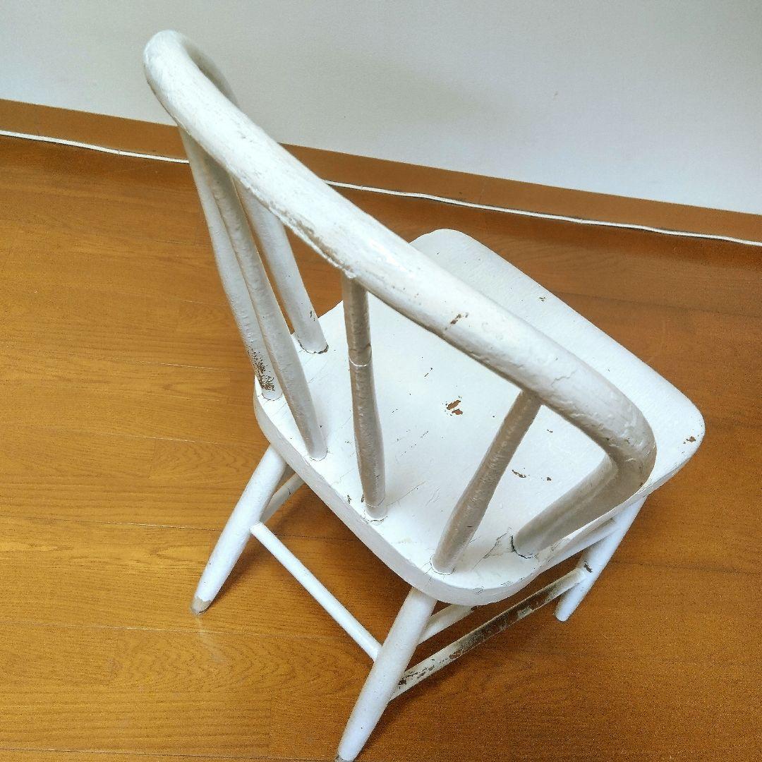 antique アンティーク ホワイトペイント スピンドルバック チェア