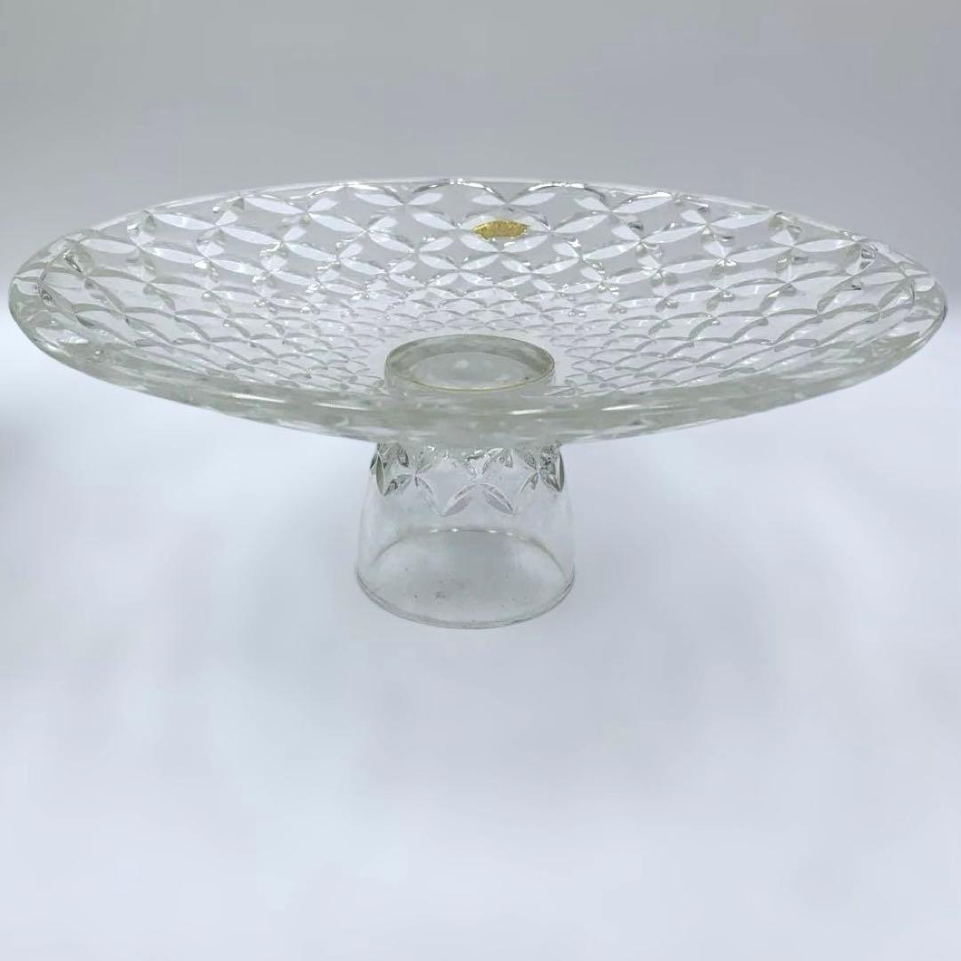 カガミクリスタル　ケーキスタンド　ARTGLASS ヴィンテージ　レトロ　昭和