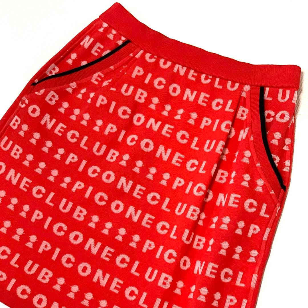 PICONE CLUB ピッコーネクラブ✨総ロゴスカート　ゴルフ　レッド　38