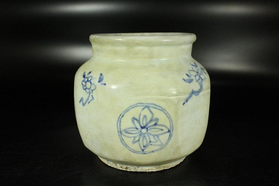 李朝 染付 壷 φ16.5cm(K-YC601)