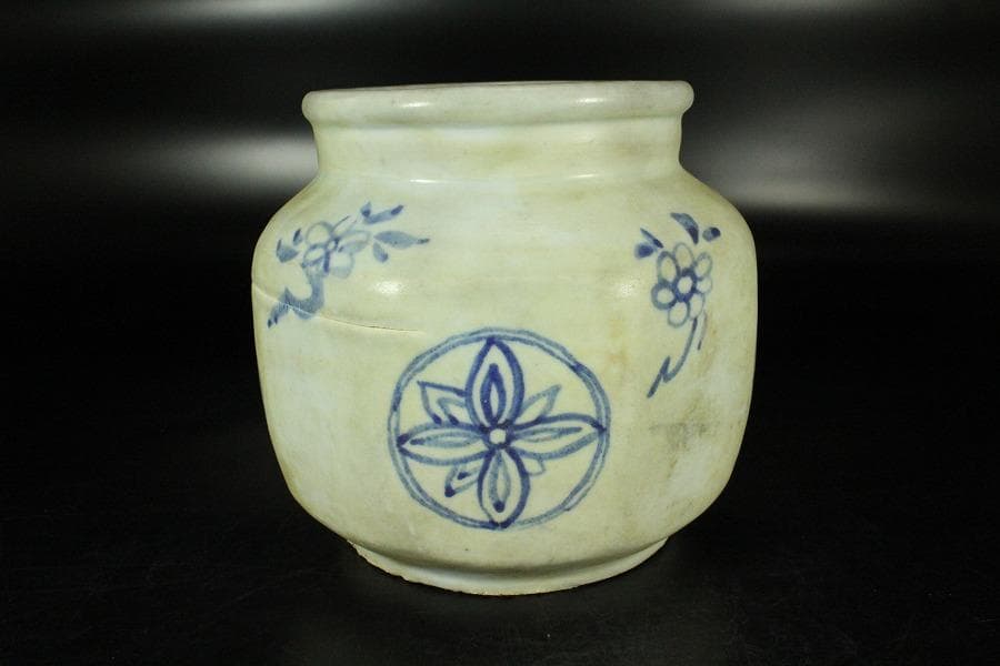 李朝 染付 壷 φ16.5cm(K-YC601)