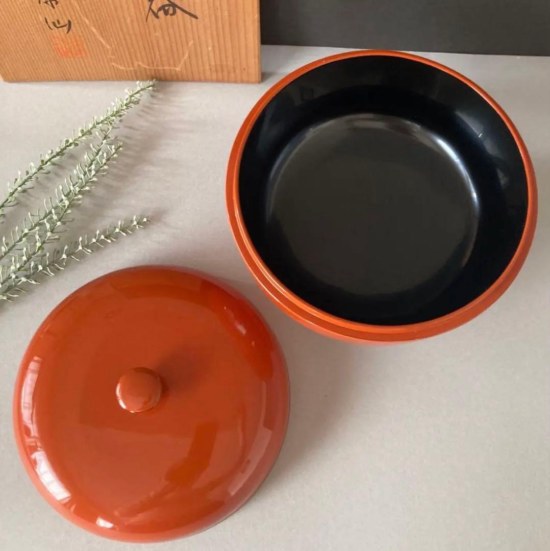 根来塗　菓子器　湊仙