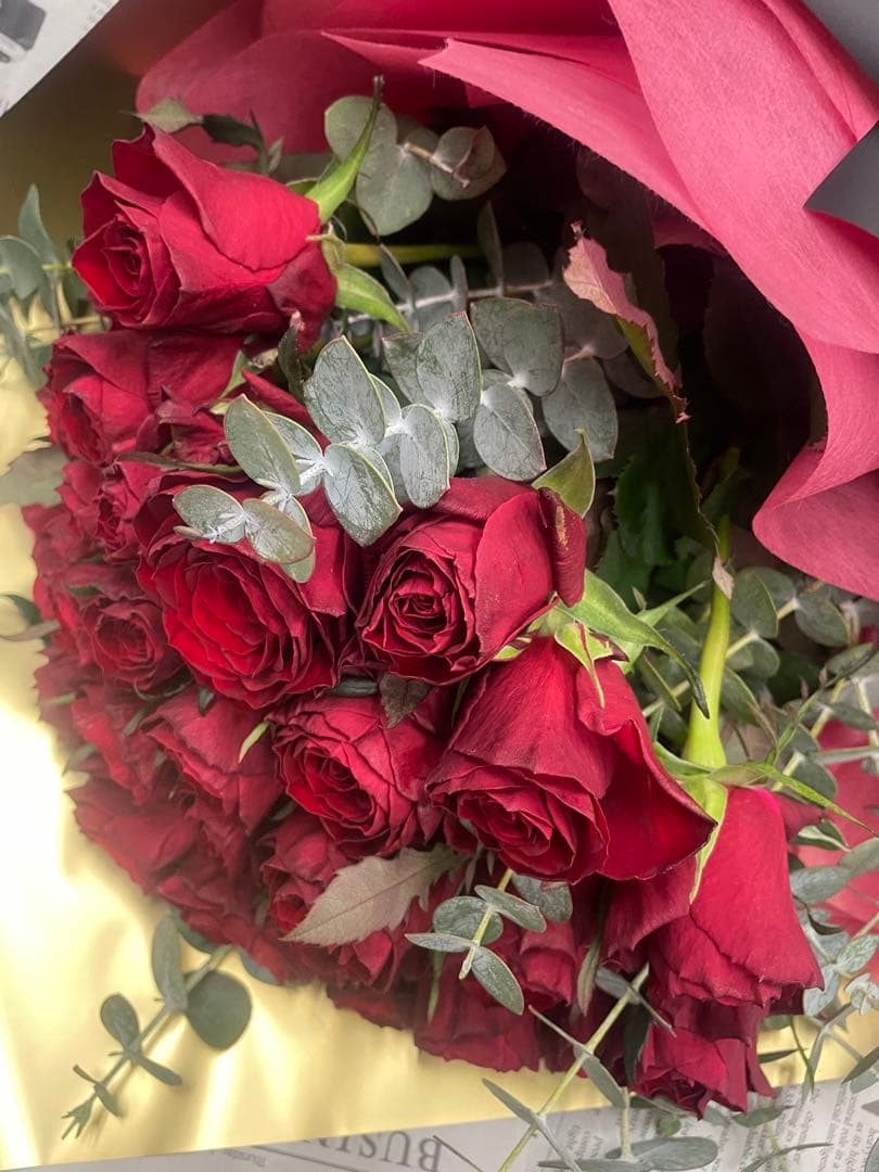 花束赤系ミックスバラorロイヤルブルー