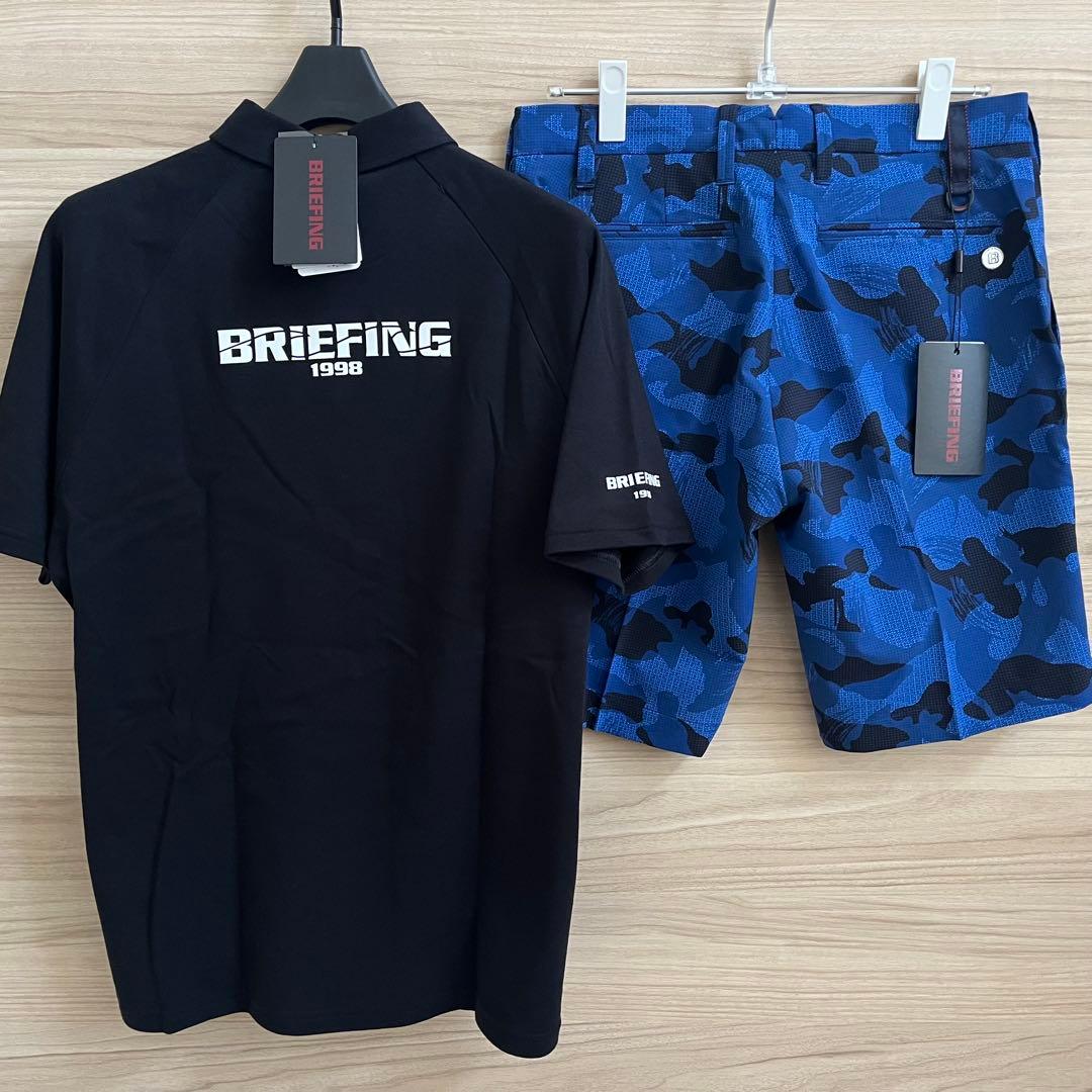 新品★50,600円 BRIEFING 春夏ゴルフセットアップ 黒シャツ＆パンツ