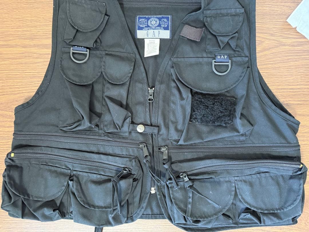 90s OLD GAP フィッシングベスト ブラック L オールドギャップ