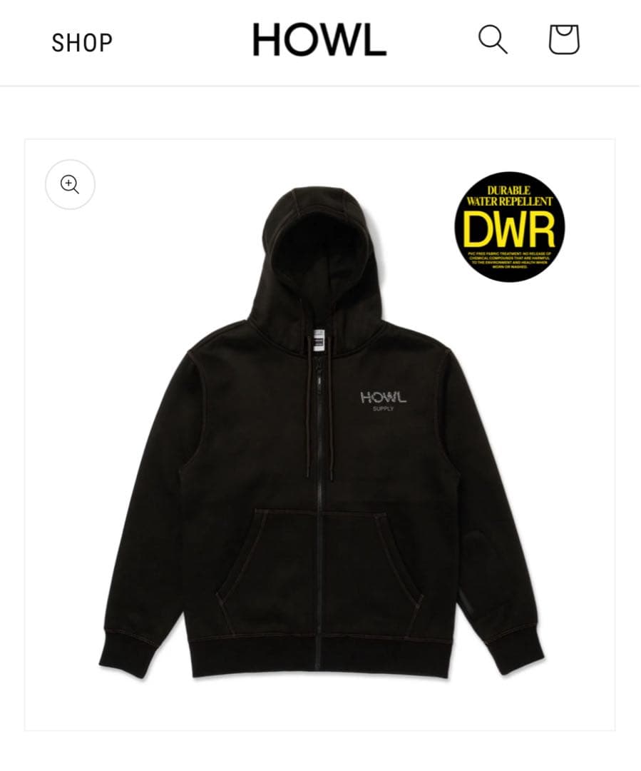 値下げ 25-26 HOWL DWR ZIP フーディー Mサイズ(US)