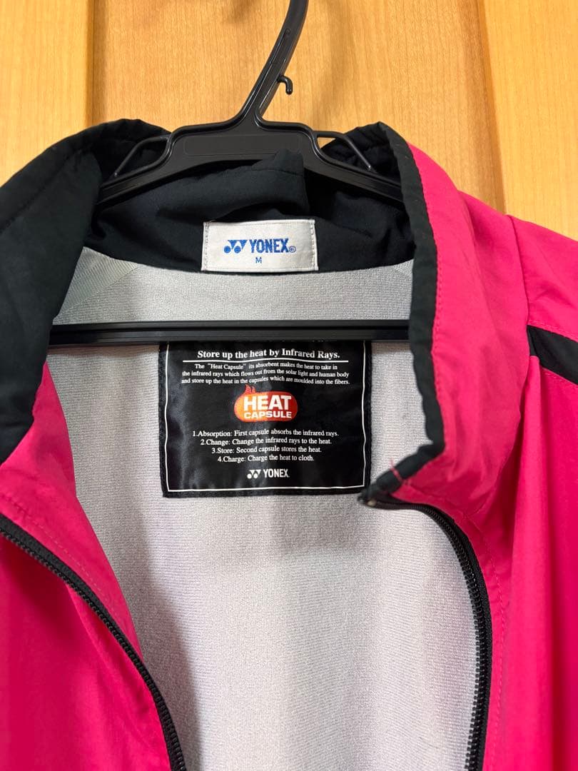 YONEX ヒートカプセル ウィンドブレーカー上下セットMピンク×ブラック 防寒