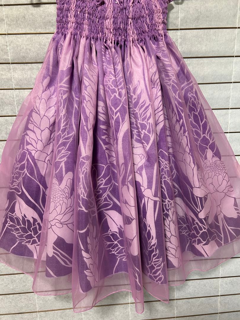 リバーシブルパウスカート　オーガンジー付き ラベンダー・パープル　新品　75cm