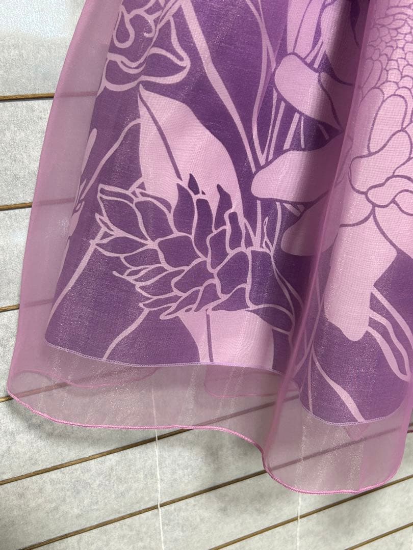 リバーシブルパウスカート　オーガンジー付き ラベンダー・パープル　新品　75cm