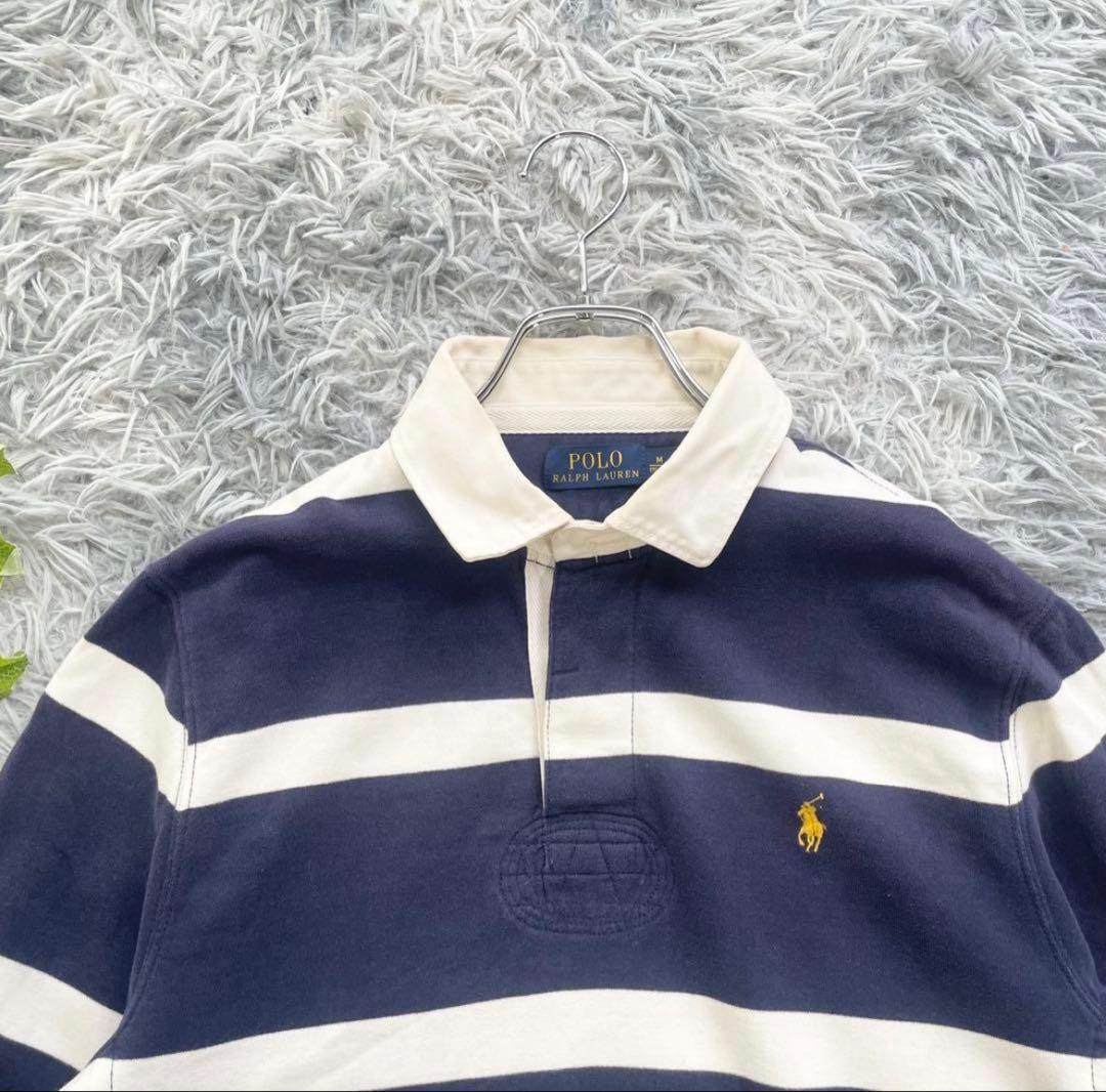 常田大希着用　Polo Ralph Lauren ラガーシャツ 紺白 ボーダー