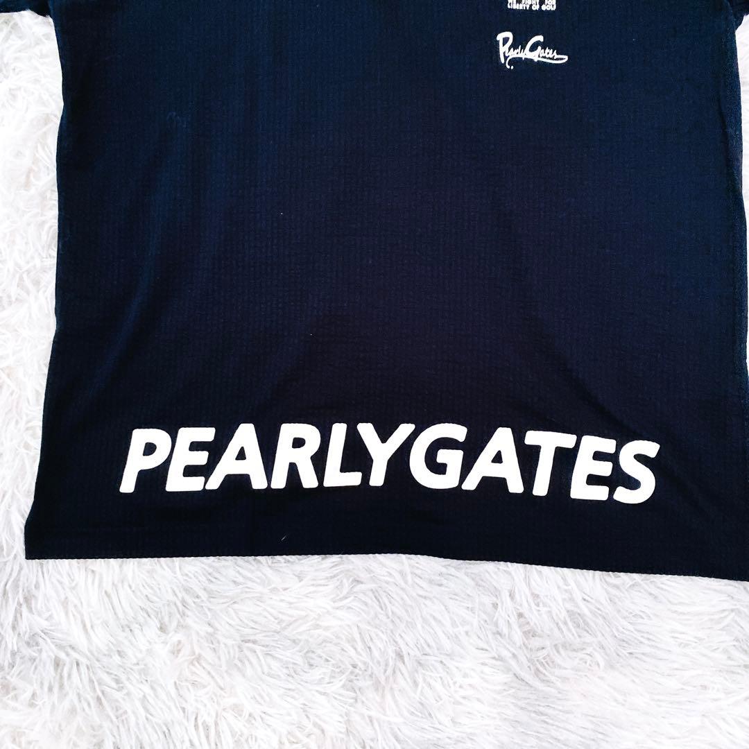 ☆PEARLY GATES ☆ホロシャツ サイズ7(3L)ブラック　ストライプ