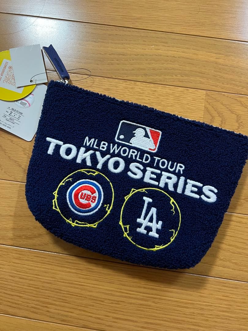 MLB 東京シリーズ 開幕戦 ドジャース カブス さがら刺繍ポーチ ネイビー