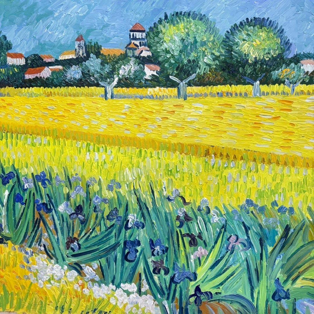 手描き 水彩油画 風景画 約70×100cm 未表装