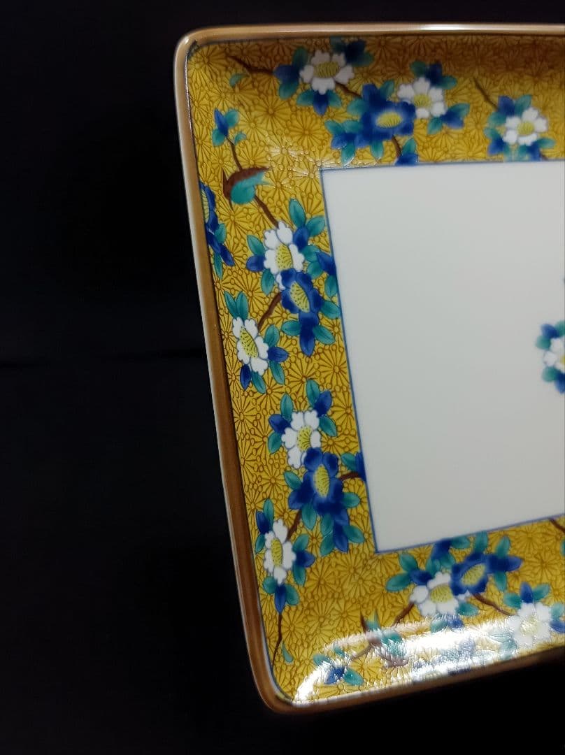 【美品】有田焼 吾山窯 花鳥文 金彩角皿 5枚