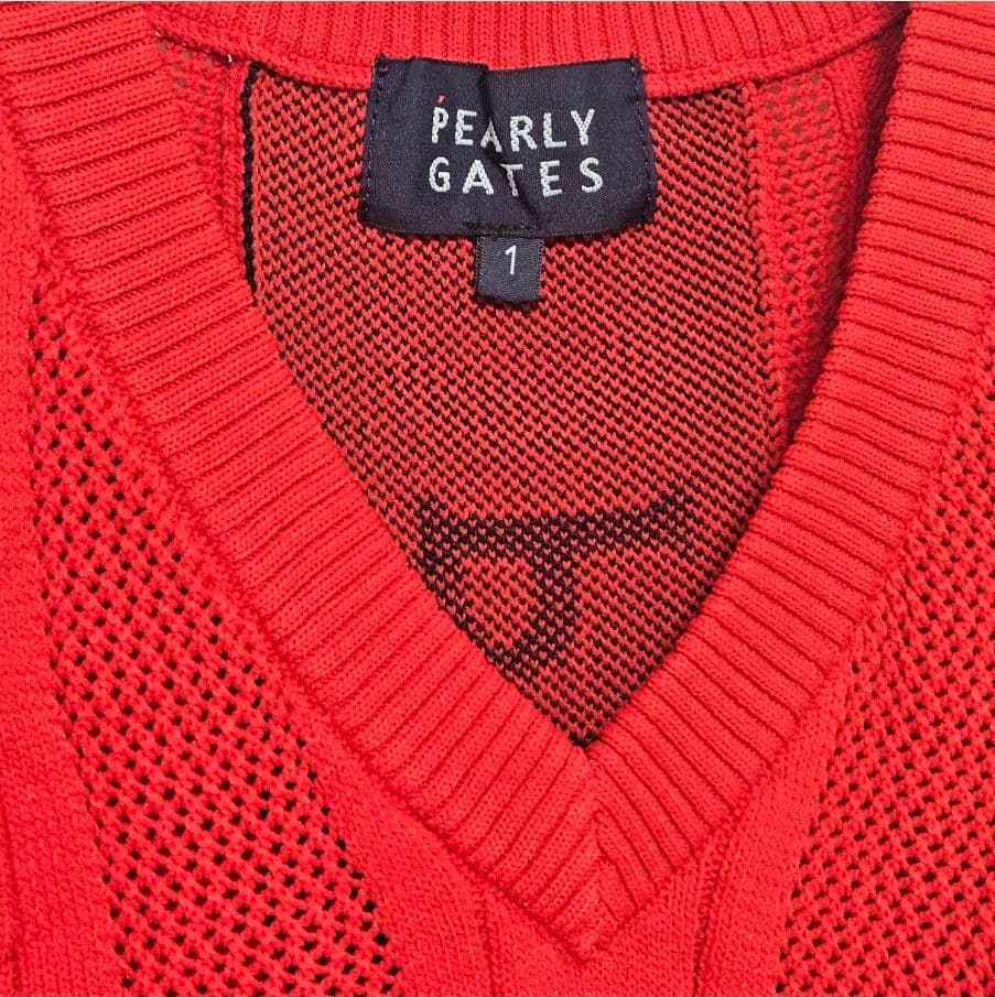 美品 PEARLY GATES レディース ニット ベスト 1 レッド