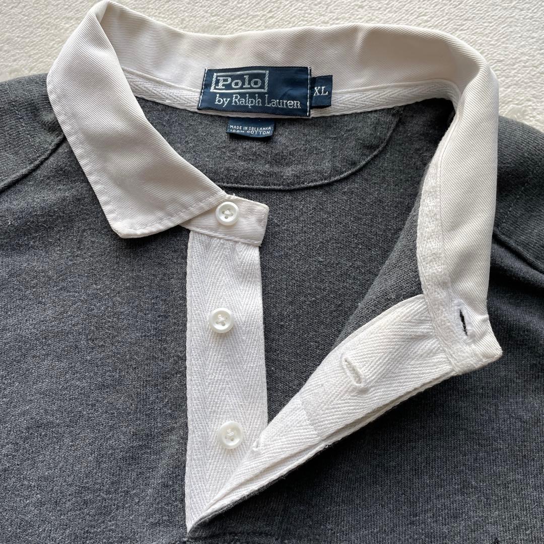 訳あり Polo by Ralph Lauren ラガーシャツ グレー XL