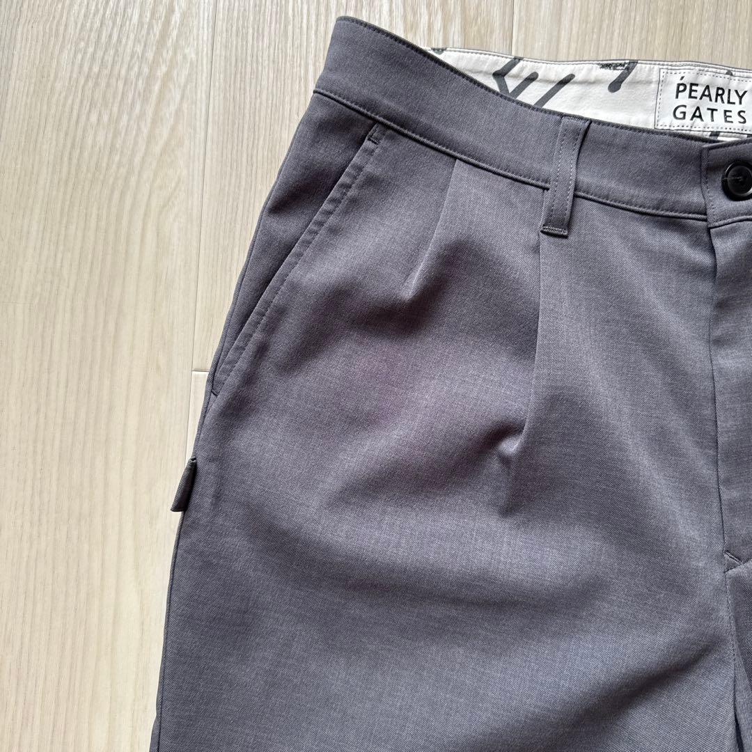 現行モデル　パーリーゲイツ　パンツ　S〜M相当　グレー　テーパード　タック入　3