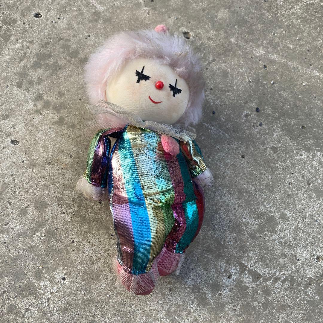 昭和レトロ　ピエロ　ゼンマイ　ぬいぐるみ　アンティーク　道化師　呪物　ホラー