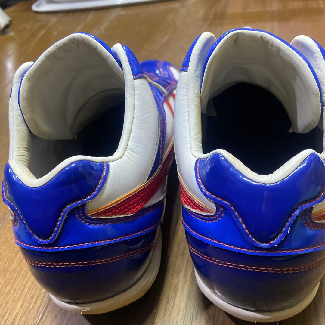 asics 野球スパイクシューズ 青/白/赤 ベルクロ、ゴールドステージ
