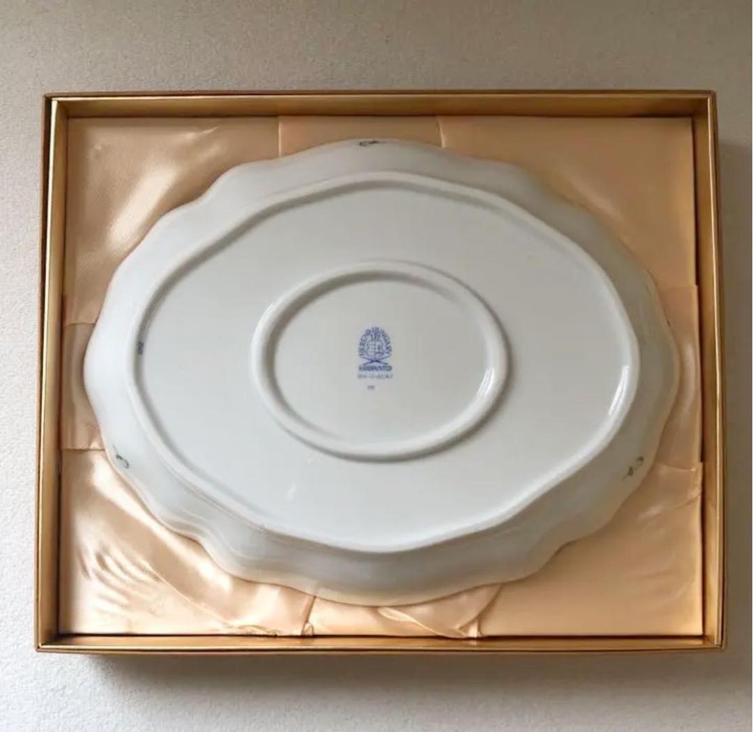ヘレンド (HEREND) アポニーグリーン オーバル26.5cm 皿
