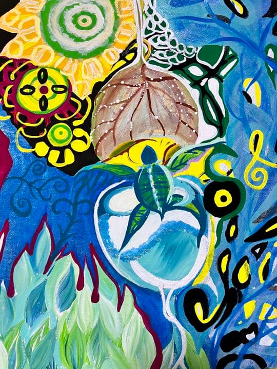 絵画　海亀　自然　ワイングラス　イメージ