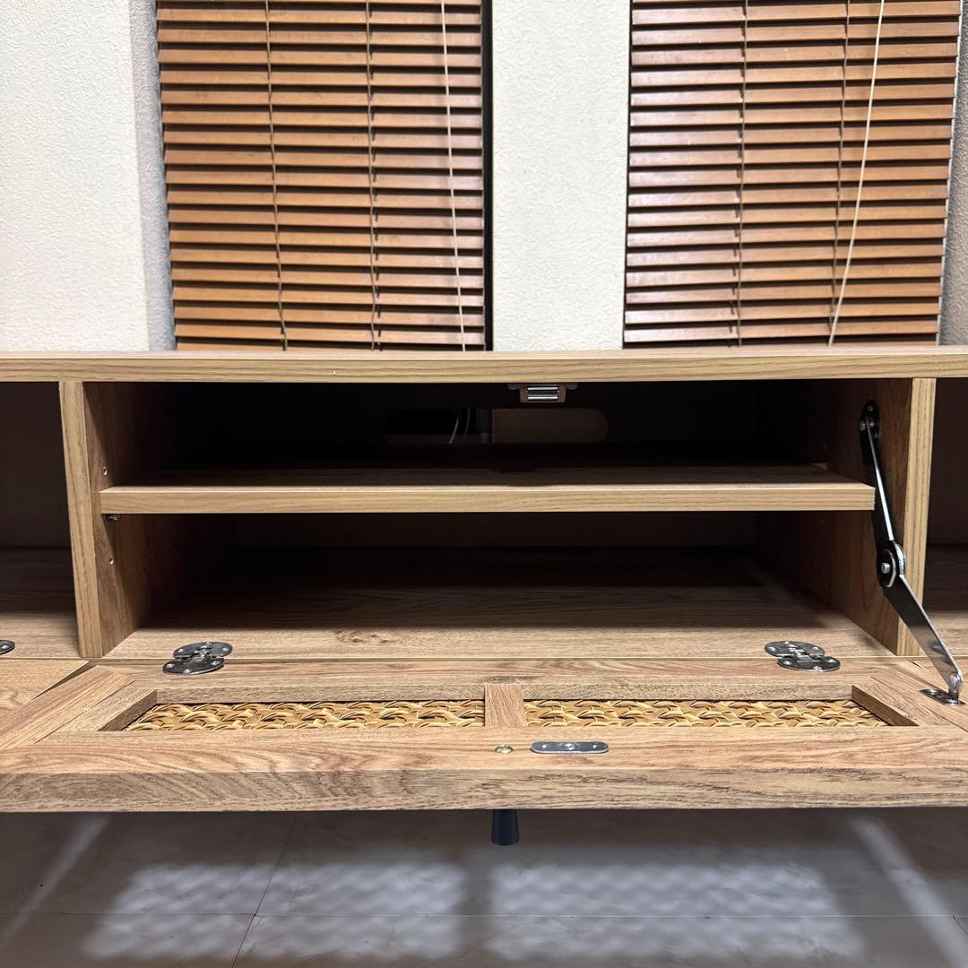 美品 LOWYA テレビボード ナチュラルウッド テレビ台 140 ラタン調