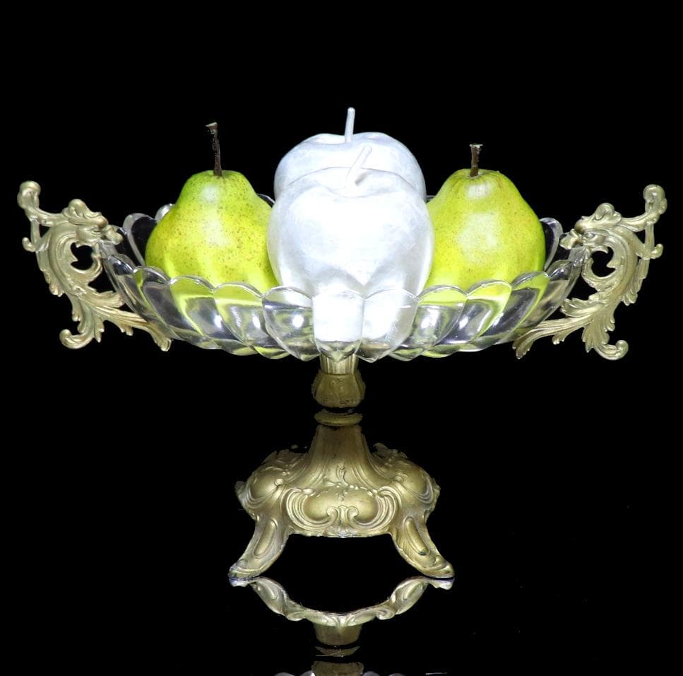 オールド・バカラ 1880年 美術館級ブロンズ装飾 特大 コンポート33.5cm