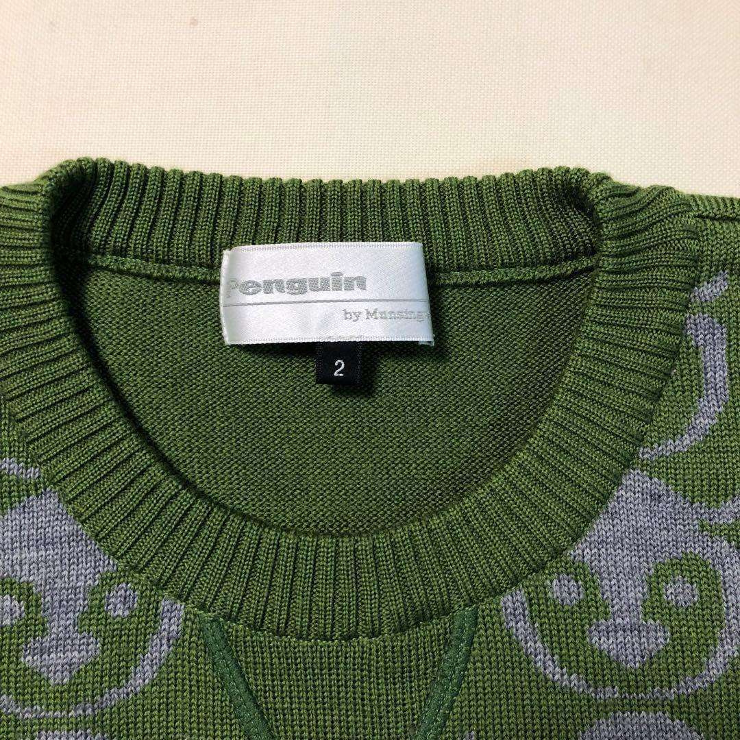 ペンギン by マンシングウェア◆ウール100% ニット セーター グリーン