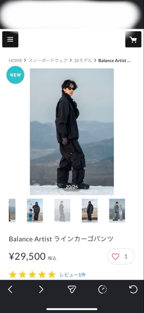 Balance Artist スノーボードウェア ジャケット、ラインカーゴパンツ