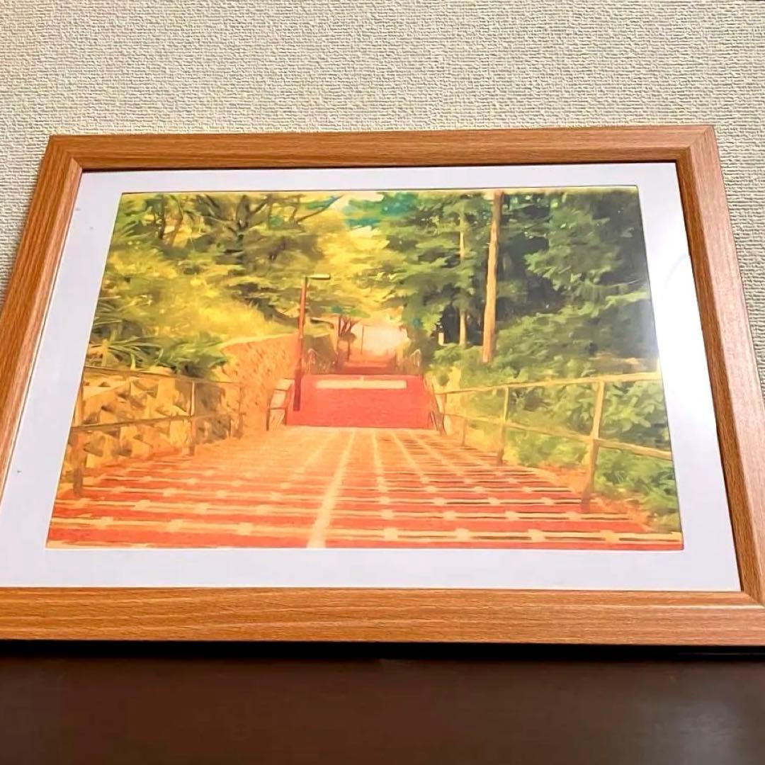 ジブリアート⑧耳をすませばより「桜ヶ丘の階段より」32.7㎝×24.0㎝　額装品